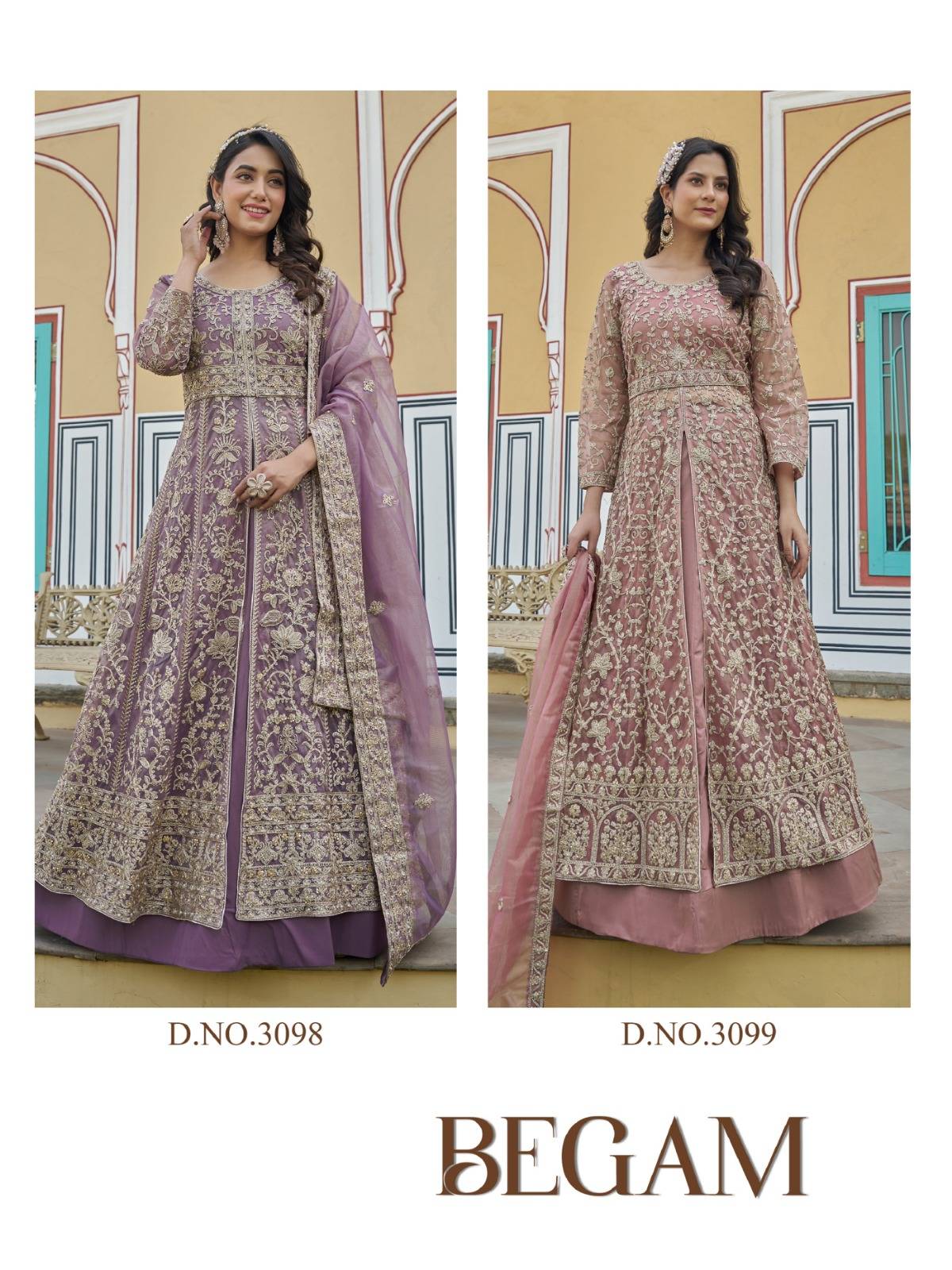 BEGAM By Senhora 3098 To 3099 Series Beautiful Festive Suits Colorful StylishPure Butterfly Net  Anarkali Gown At Wholesale Price